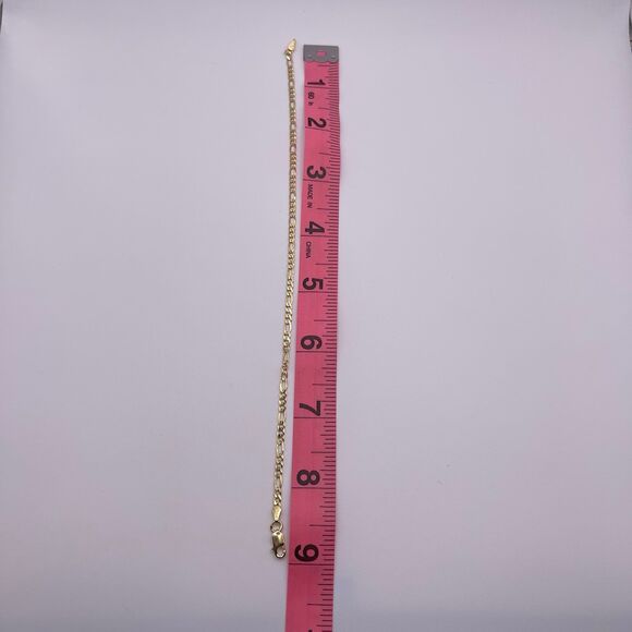 Kisper Made in Italy 18K Gold Sterling Silver Figaro Link Chain Anklet - Picture 6 of 6